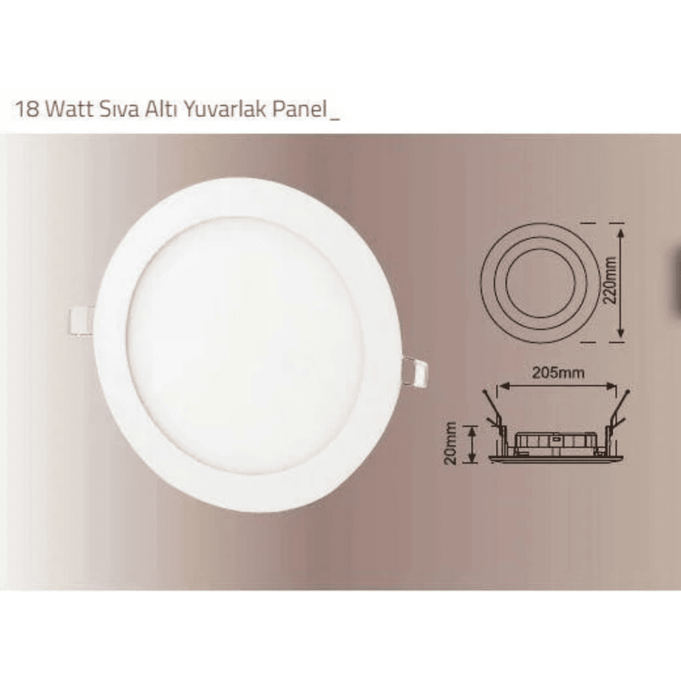 UZLIGHT UZ1005-3000K 8W 3000K(Gün Işığı) Sıva Altı Yuvarlak Panel Led