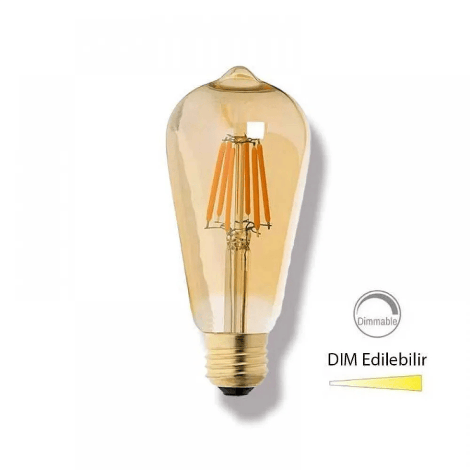 ECOLİTE ST64.GD.7,5W.22K.D 7,5W 2200K E27 LED Filament Gold Dimmerable Dekoratif Gold Ampül