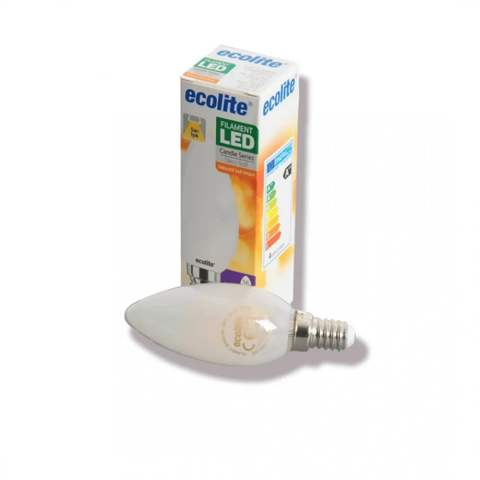 ECOLİTE C35.SOFT.4W.27K 4W E14 2700K C35 Dekoratif Led Ampül Soft Filament