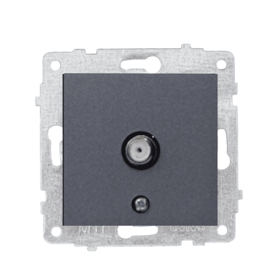 OVİVO 600-000311-231 Füme Uydu Priz Modül + Kapak (Tekli F Tipi Konnektör Sonlu)