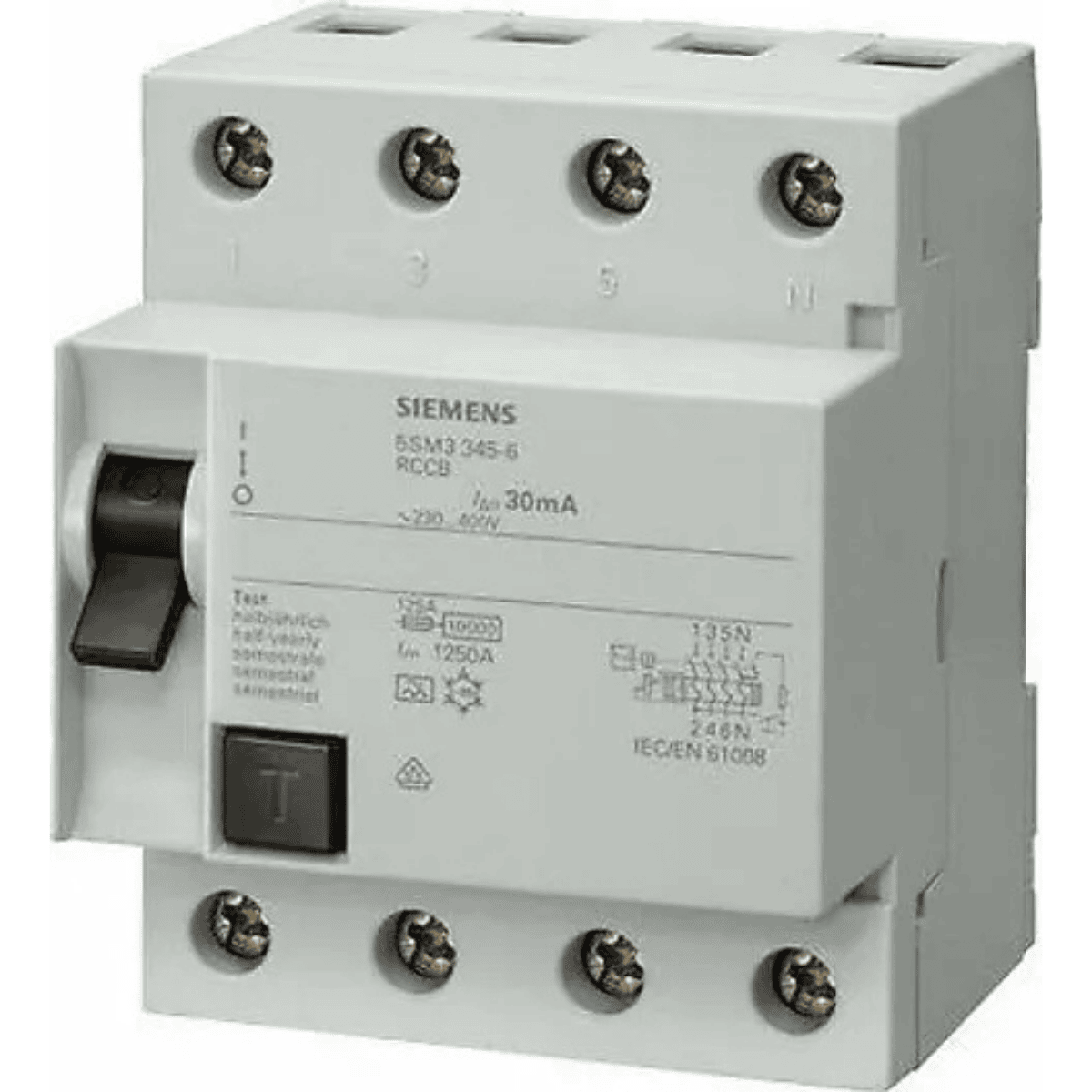 SIEMENS 5SM3648-0 4x100A 300mA Kaçak Akım Koruma Rölesi