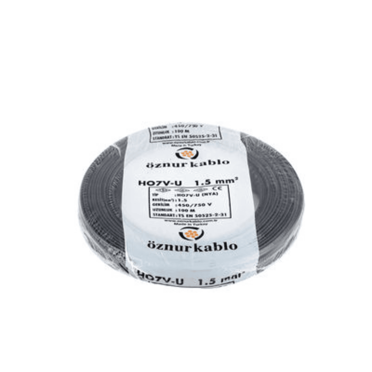 ÖZNUR KABLO ÖZ/NYA/SYH/1*1,5 1,5 mm NYA Kablo - Siyah