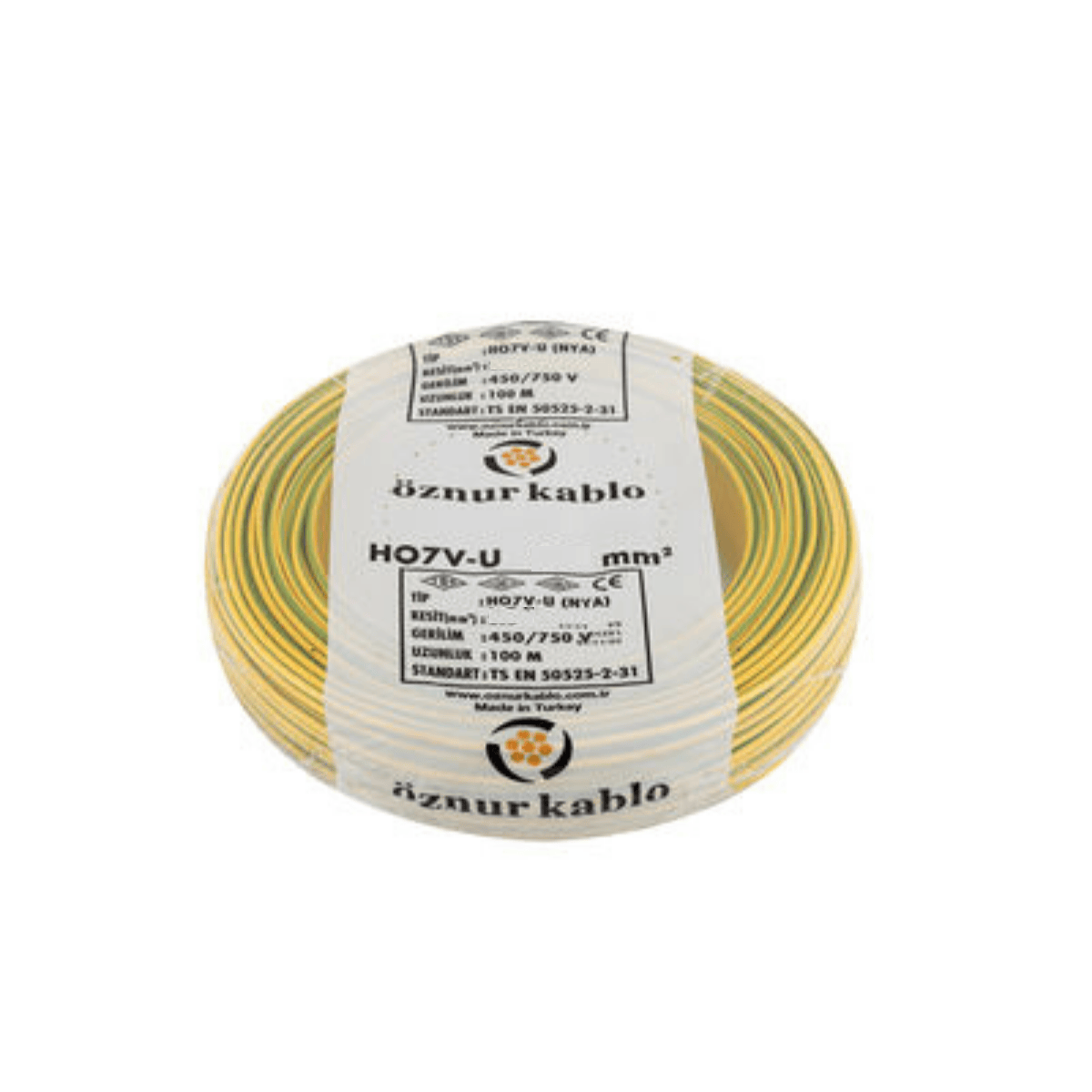 ÖZNUR KABLO ÖZ/NYA/S-Y/1*6 6 mm NYA Kablo - Sarı-Yeşil