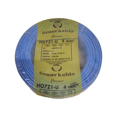 ÖZNUR KABLO ÖZNR/NYA/H.FREE/4/M 4 mm NYA Halogen Free H07Z1-U Kablo - Mavi