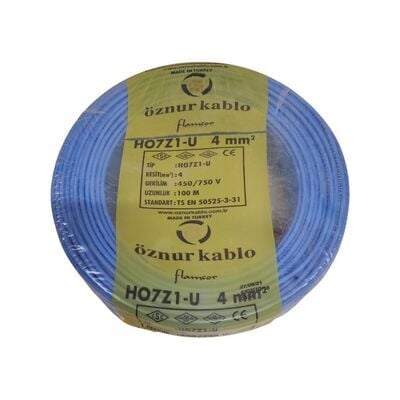 ÖZNUR KABLO ÖZNR/NYA/H.FREE/4/M 4 mm NYA Halogen Free H07Z1-U Kablo - Mavi
