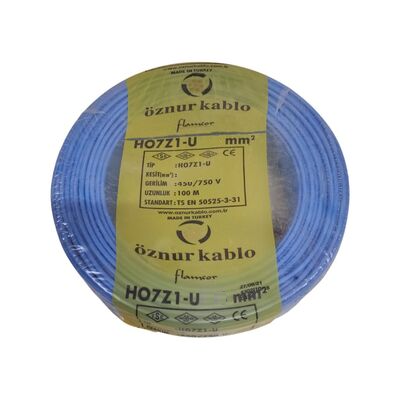 ÖZNUR KABLO ÖZ/NYA/H.FREE/1*6/M 6 mm NYA Halogen Free H07Z1-U Kablo - Mavi