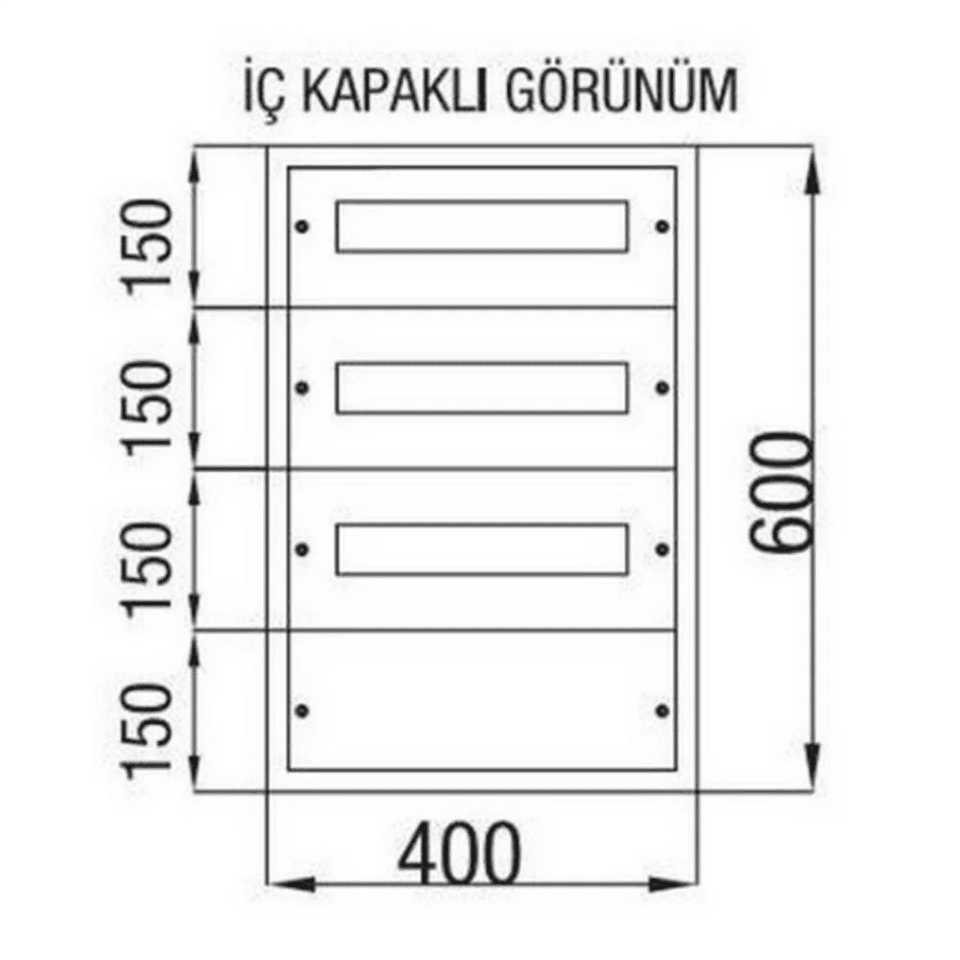 ÇETİNKAYA PANO ÇP 803 40x60x17.5 Metal Sıva Üstü 45 Ad. Sig. + Pako Yeri Mevcut Sac Dağıtım Panosu