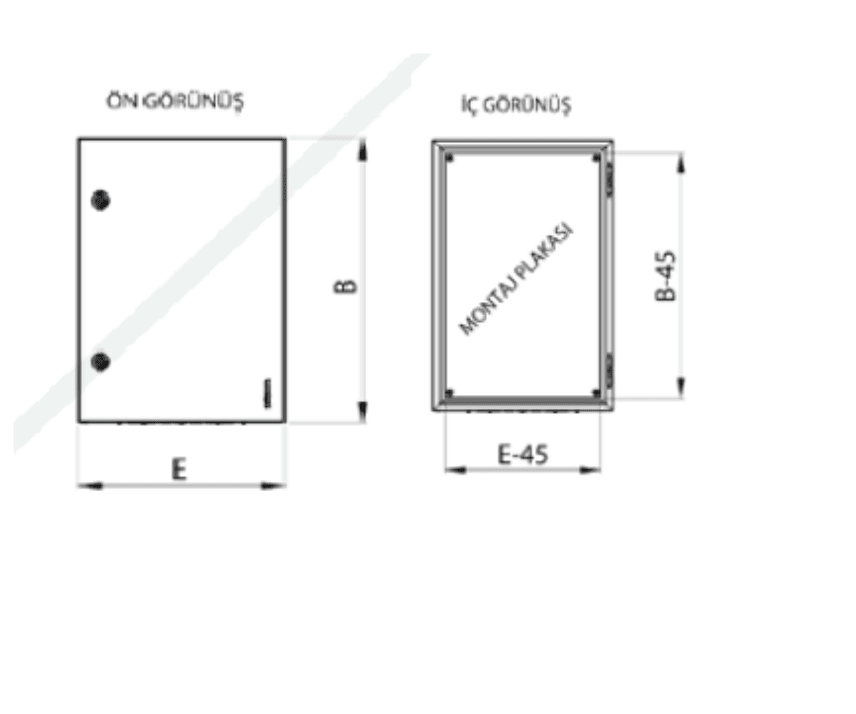 ÇETİNKAYA PANO ÇP 406020 K 40x60x20 Metal Duvar Tipi Taban Saclı Dikey Pano