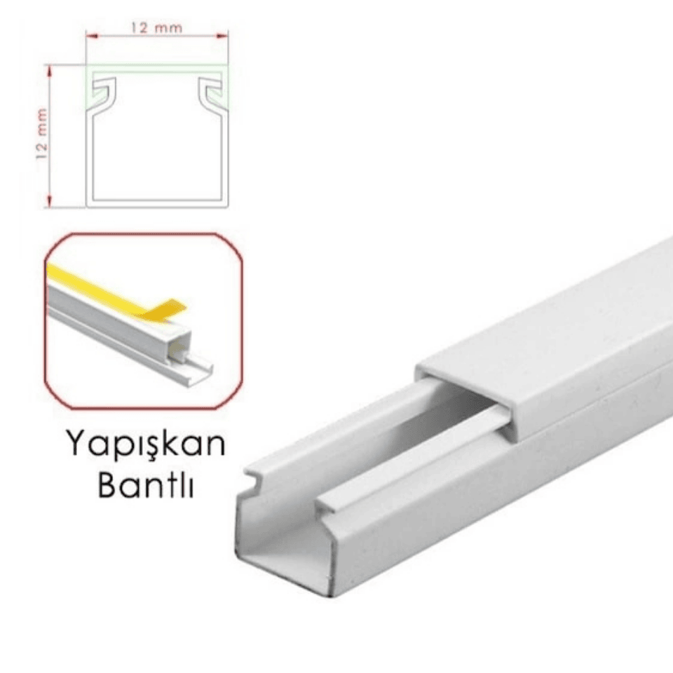 AKİŞ APSKY 12012 Yapışkanlı Bantlı Kablo Kanalı Beyaz 12x12 mm
