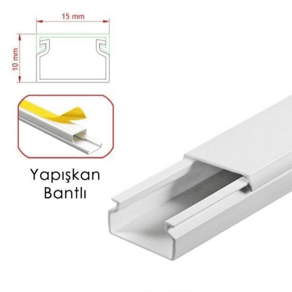 AKİŞ APSKY 15010 Yapışkanlı Bantlı Kablo Kanalı Beyaz 15x10 mm