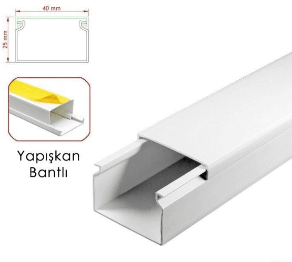AKİŞ APSKY-40025 Yapışkanlı Bantlı Kablo Kanalı Beyaz 40x25 mm