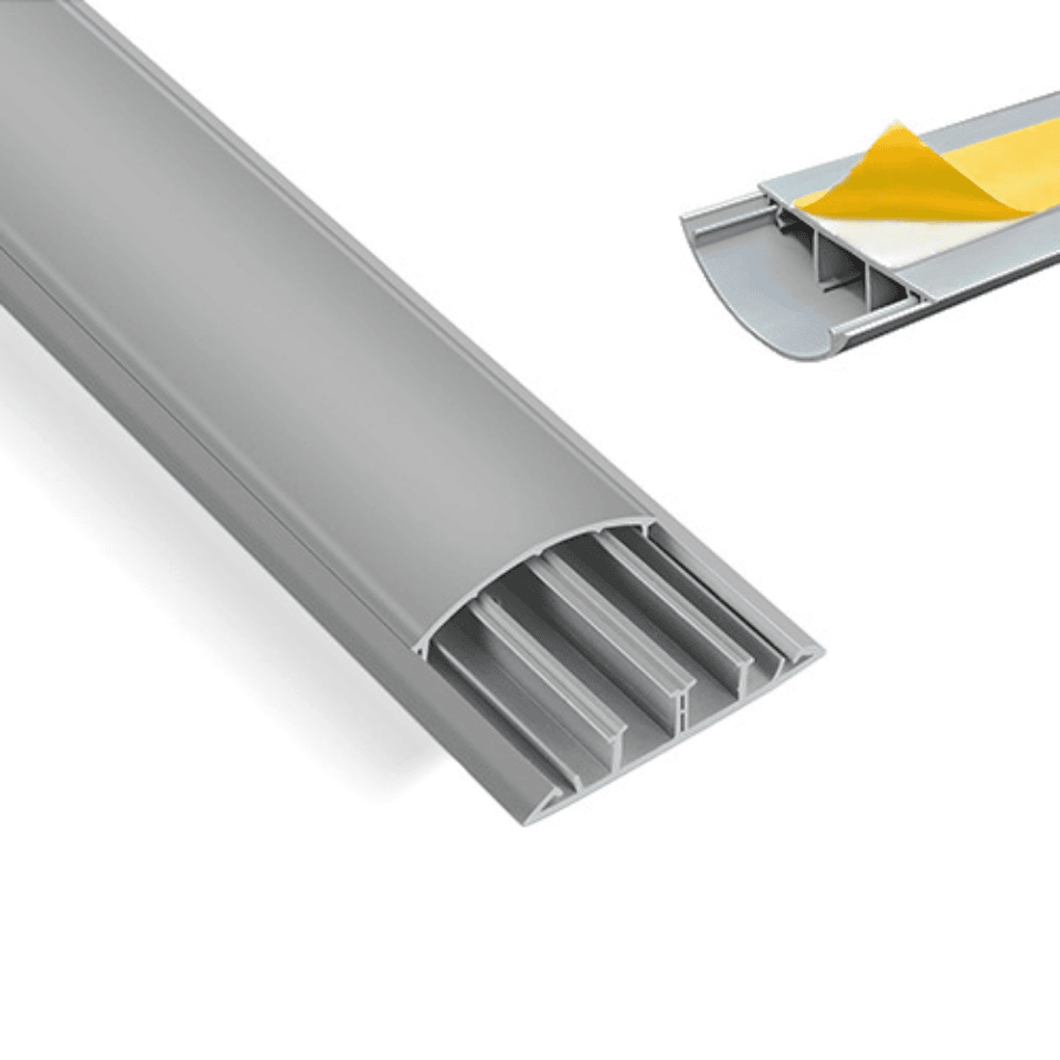 AKİŞ APSZY 500x12 Zemin Üstü (Balık Sırtı) PVC Kablo Kanalı Bantlı Gri 50x12 mm