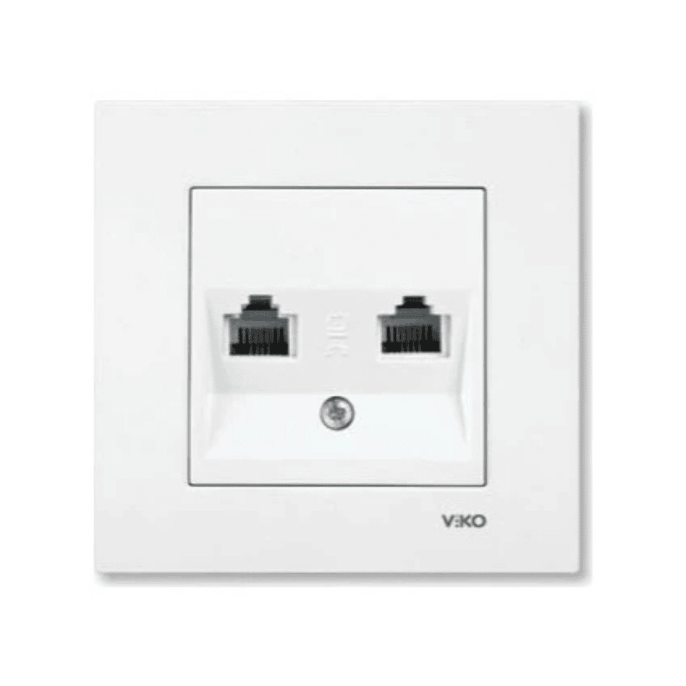 VİKO 90967033 Karre İkili Numeris Telefon Prizi Beyaz (2xRJ11)
