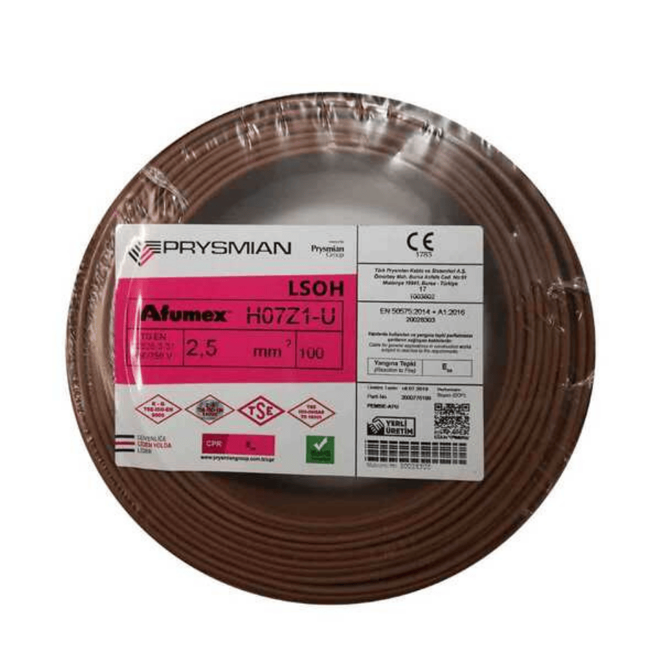 PRYSMIAN PRY/NYA/H.FREE/2,5/K 2,5 mm NYA Halogen Free H07Z1-U Kablo - Kahve