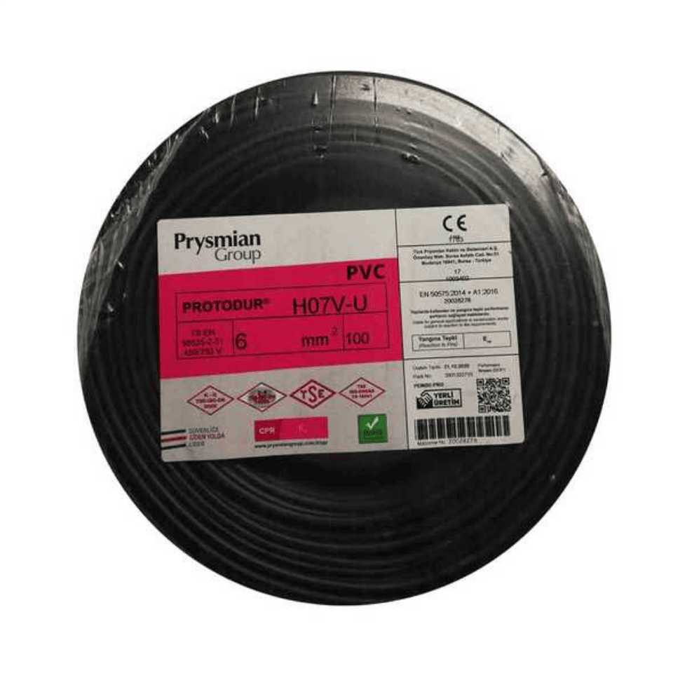 PRYSMIAN PRY/NYA/6/S 6 mm NYA H07V-U Kablo - Siyah