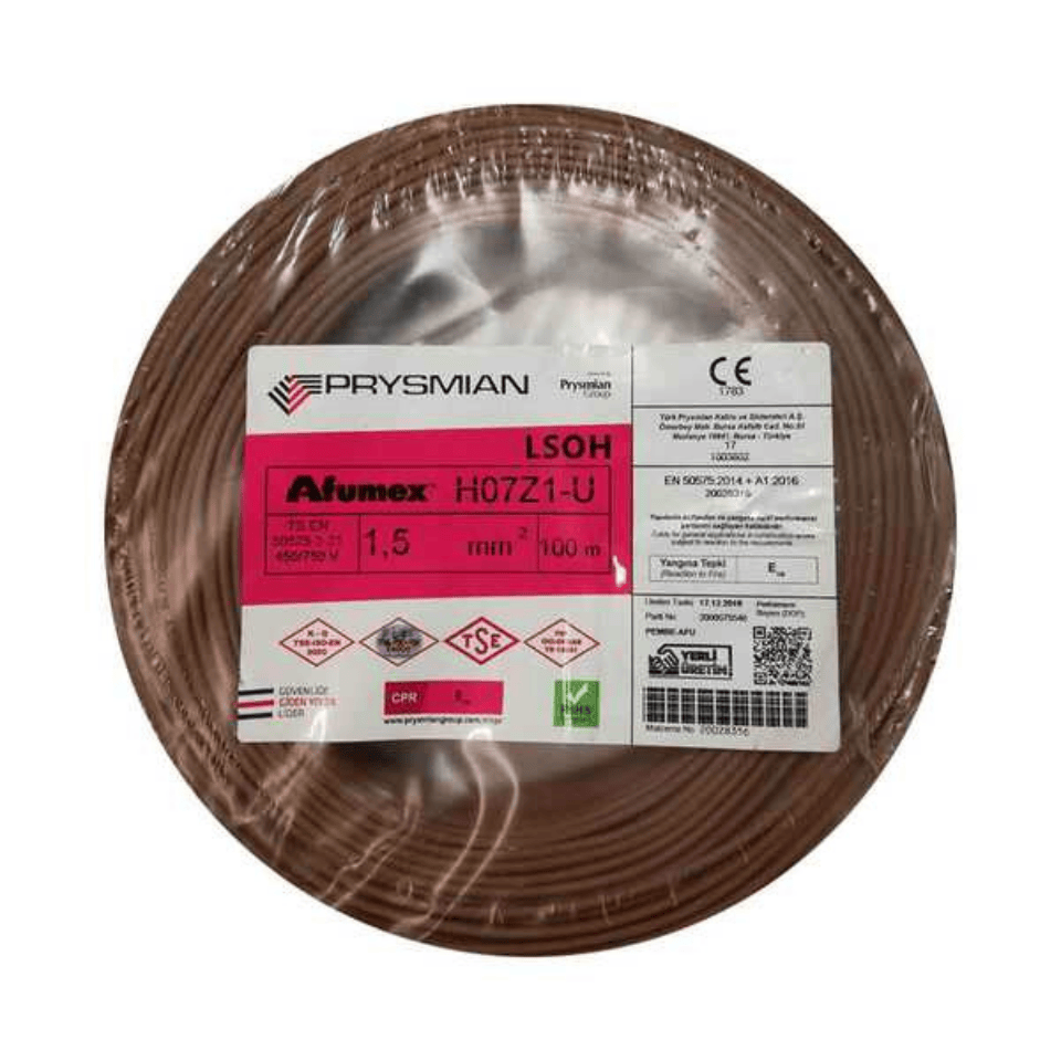 PRYSMIAN PRY/NYA/1,5/K 1,5 mm NYA H07V-U Kablo - Kahve