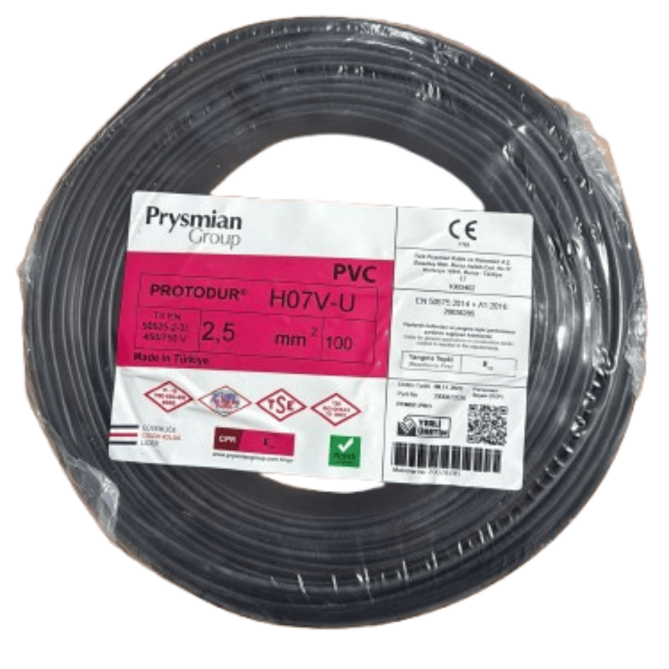 PRYSMIAN PRY/NYA/2,5/S 2,5 mm NYA H07V-U Kablo - Siyah