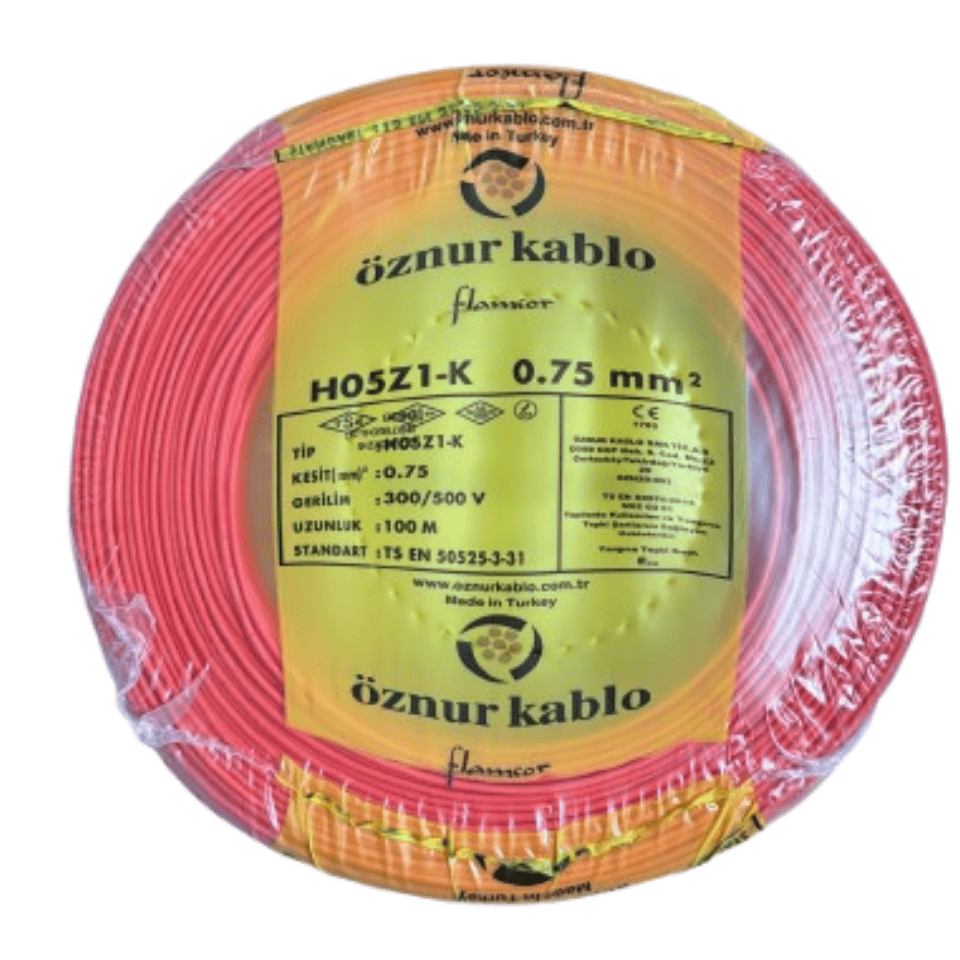 ÖZNUR ÖZ/NYAF-HF/1*0,75 1x0,75 NYAF Kablo Kırmızı Halogen Free H05Z1-K
