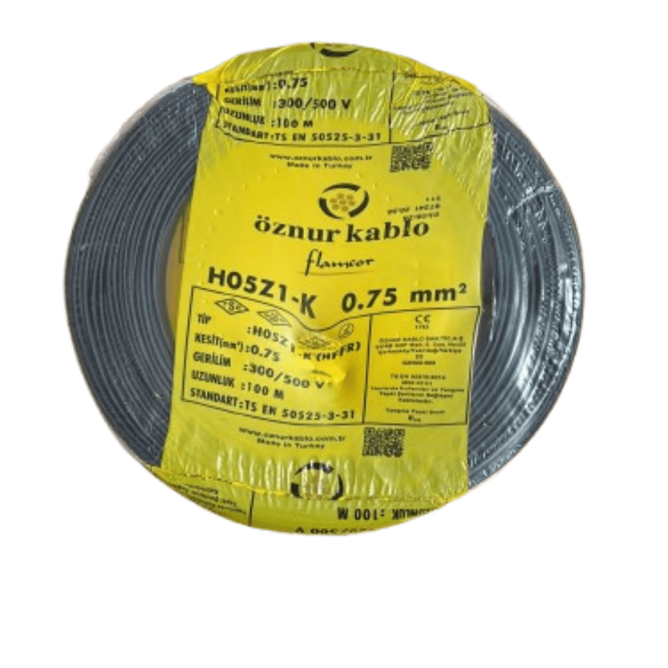 ÖZNUR ÖZ/NYAF-SYH/1*0,75 1x0,75 NYAF Kablo Siyah Halogen Free H05Z1-K