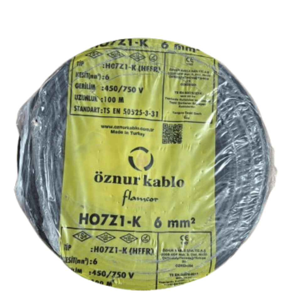 ÖZNUR ÖZ/NYAF-SYH/1*6 1x6 NYAF Kablo Siyah Halogen Free H07Z1-K