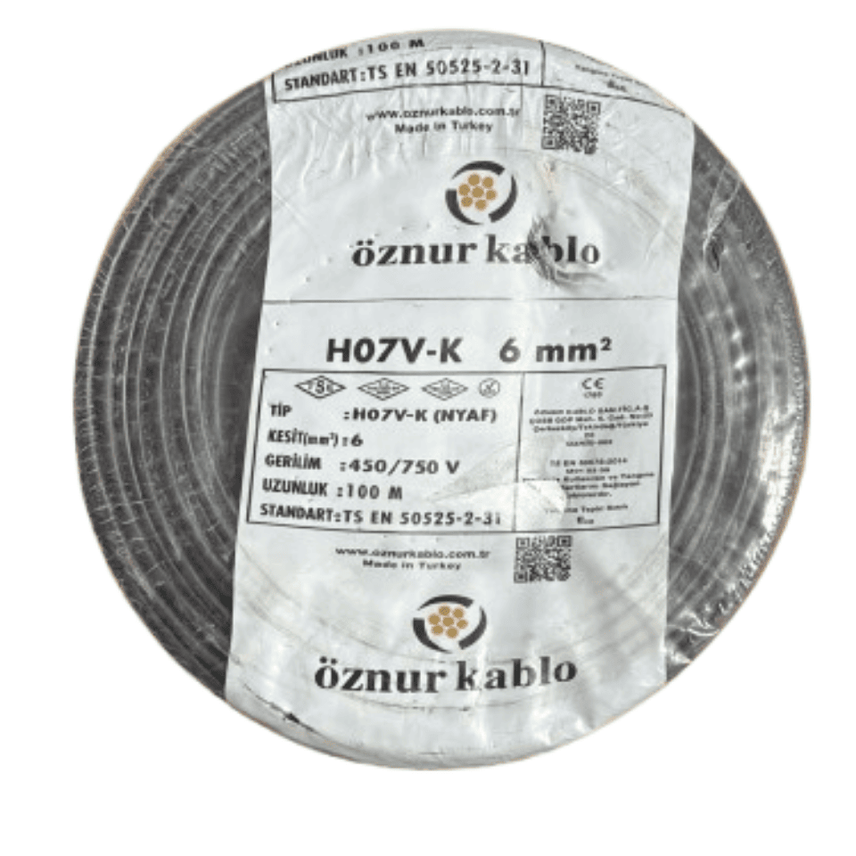 ÖZNUR ÖZ/NYAF/S/1*6 1x6 NYAF Kablo Siyah H07V-K
