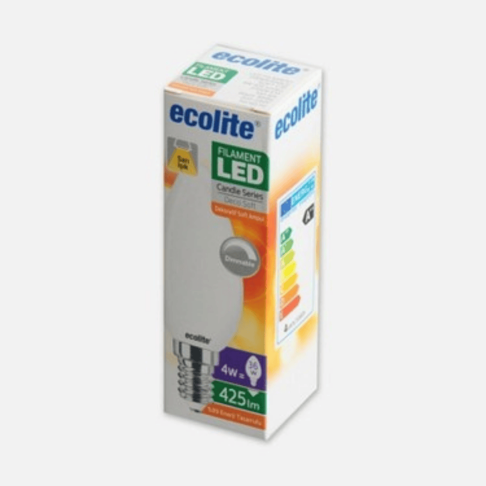 ECOLİTE C35.SOFT.4W.27K.D 4W E14 2700K C35 Led Ampul Dimlenebilir Soft Filament
