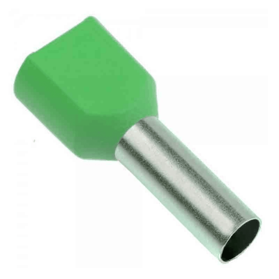 GWEST 2207 CYF-6.0 mm Çift Girişli Yeşil İzoleli Kablo Yüksük Fransız Normu (100 Ad.)