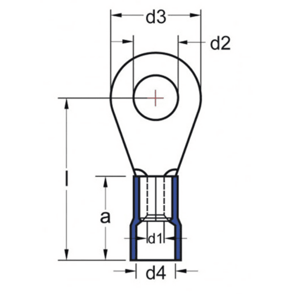 GWEST 3008 GYU-402 1.50-2.50 mm² Mavi Yuvarlak Tip İzoleli Kablo Ucu M4 Del.(200 Ad.)