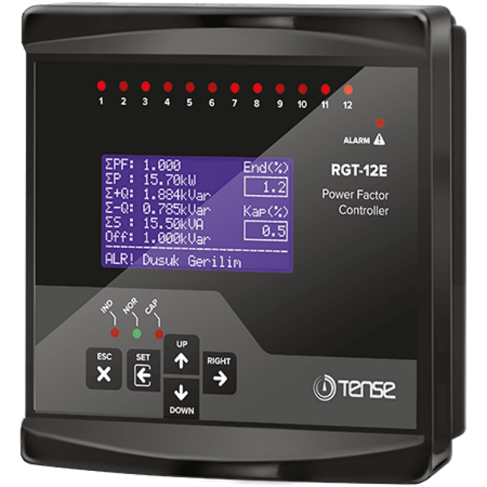 TENSE RGT-12E 12 Kademe Trifaze Reaktif Güç Kontrol Rölesi