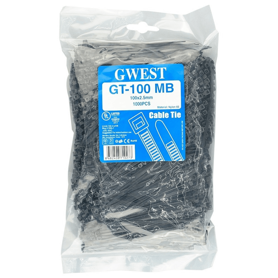 GWEST 1027 Kablo Bağı Siyah Renk 2,5x100 mm (100 Adet)