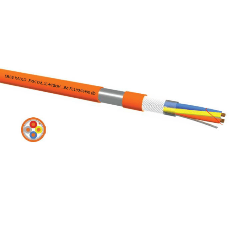 ERSE MDER009200100080O 1X2X0,80+0,80 JE-H(ST)H Yangın Alarm Kablosu FE180