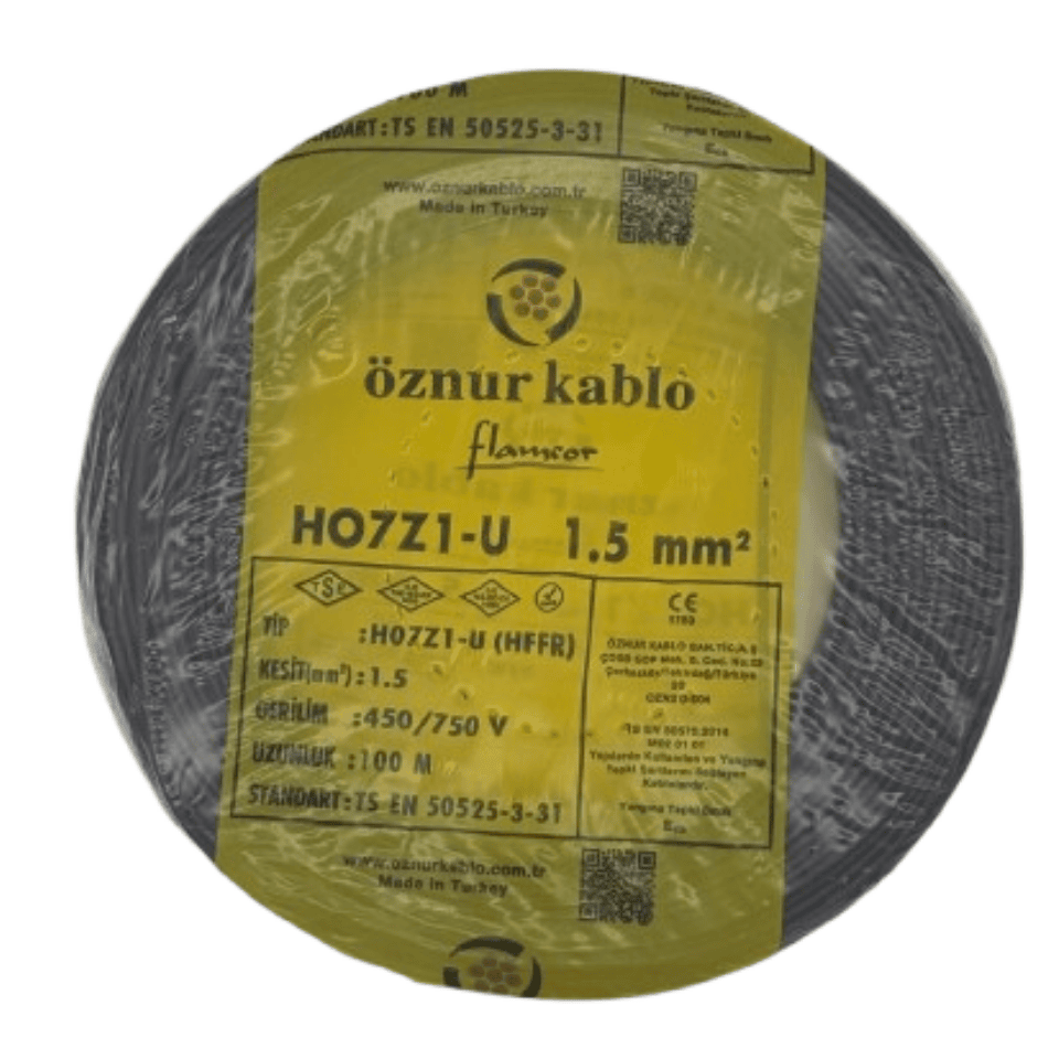 ÖZNUR ÖZ/NYAF-HFF/SYH/1*1,5 1x1,5 NYAF Kablo (Siyah) Halogen Free
