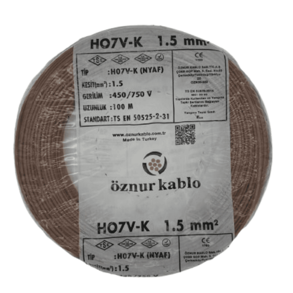 ÖZNUR ÖZ/1*1,5/NYAF/KAHVE 1x1,5 NYAF Kablo (Kahve)