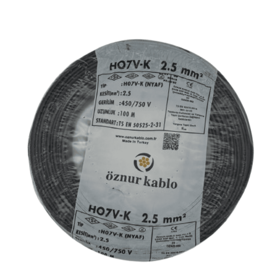 ÖZNUR ÖZ/NYAF/S/1*2,5 1x2,5 NYAF Kablo (Siyah)