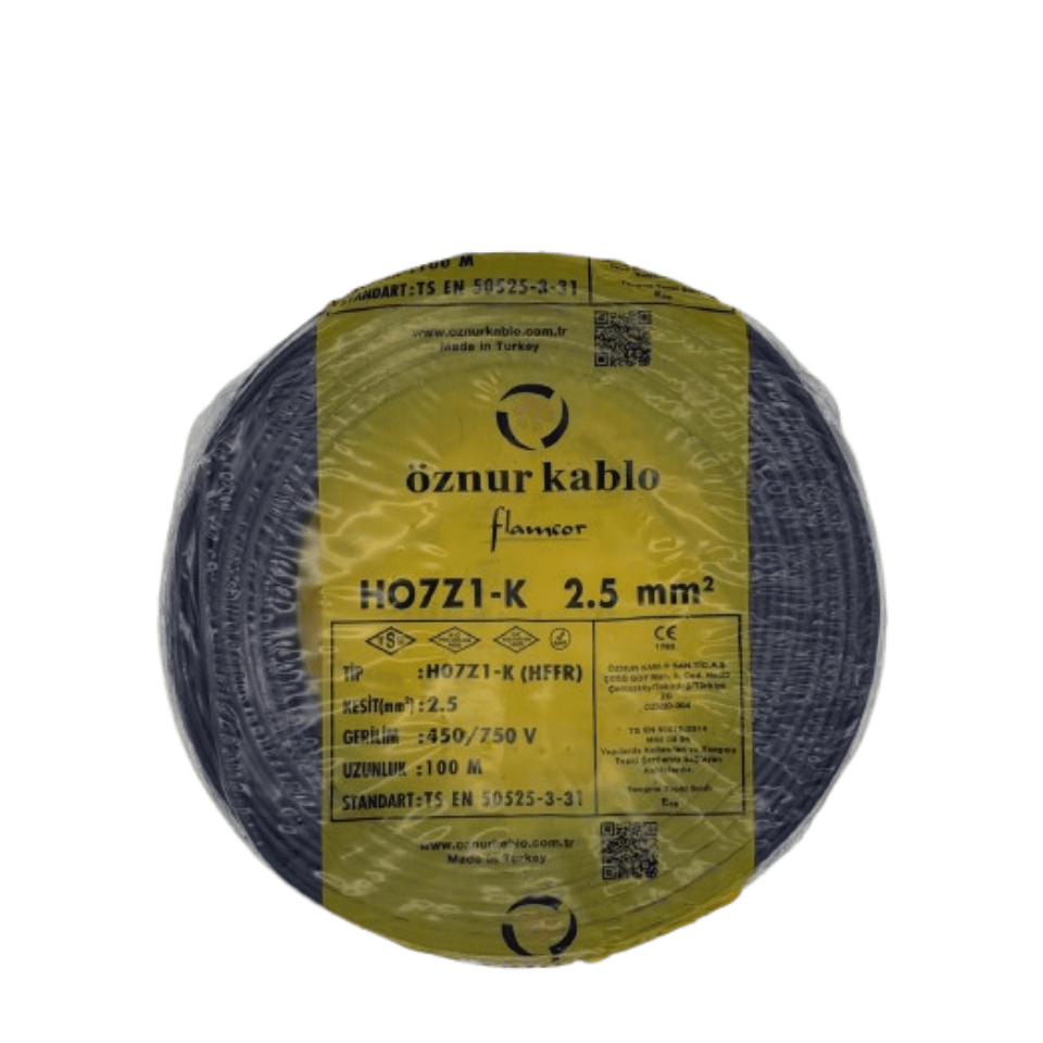 ÖZNUR ÖZ/NYAF/HFFR/SİY/1*2,5 1x2,5 NYAF Kablo  (HFFR) H07Z1-K (Siyah)