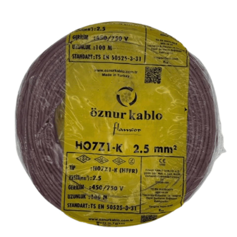 ÖZNUR ÖZ/NYAF/HFFR/KAH/1*2,5 1x2,5 NYAF Kablo  (HFFR) H07Z1-K (Kahve)