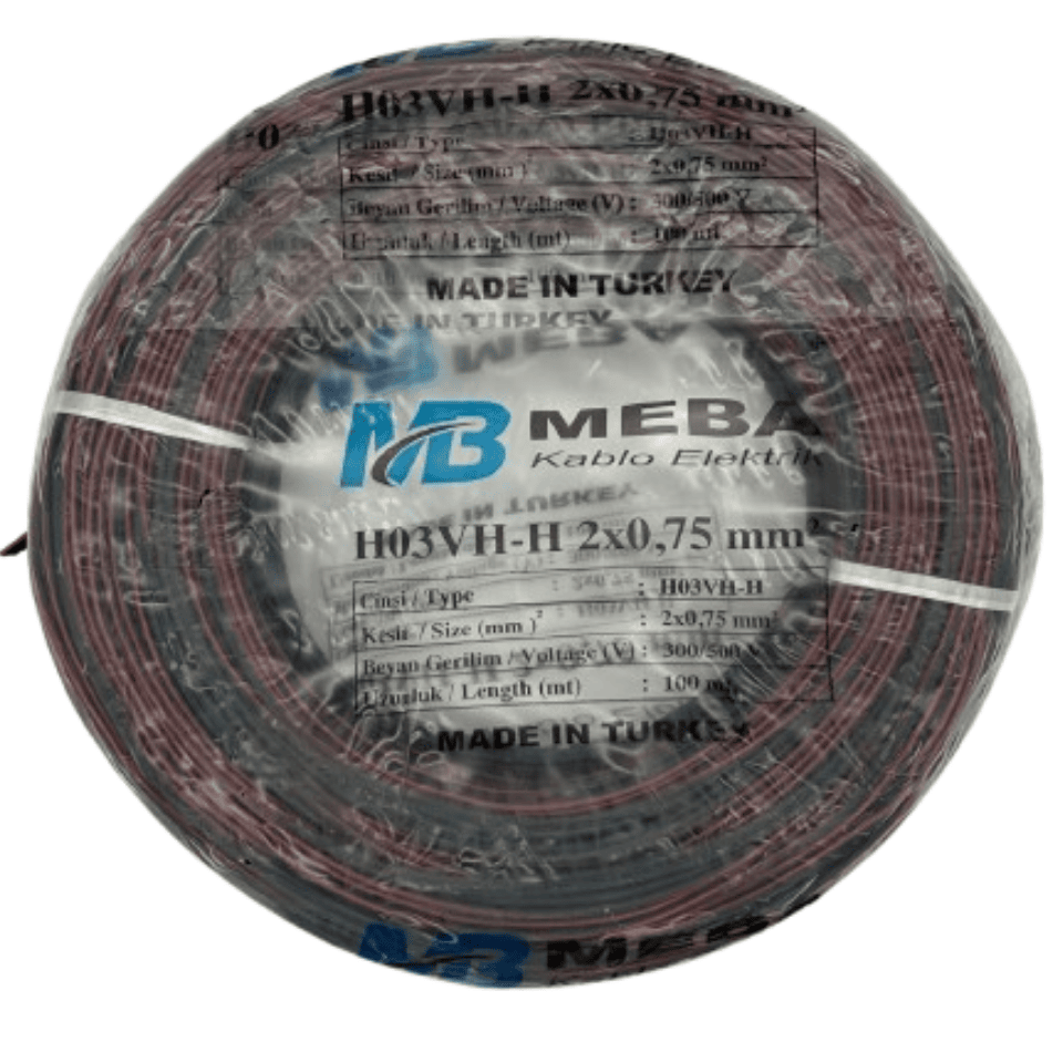 MEBA KABLO M/2*0,75/SİY 2x0,75 Kordon Kablo Siyah