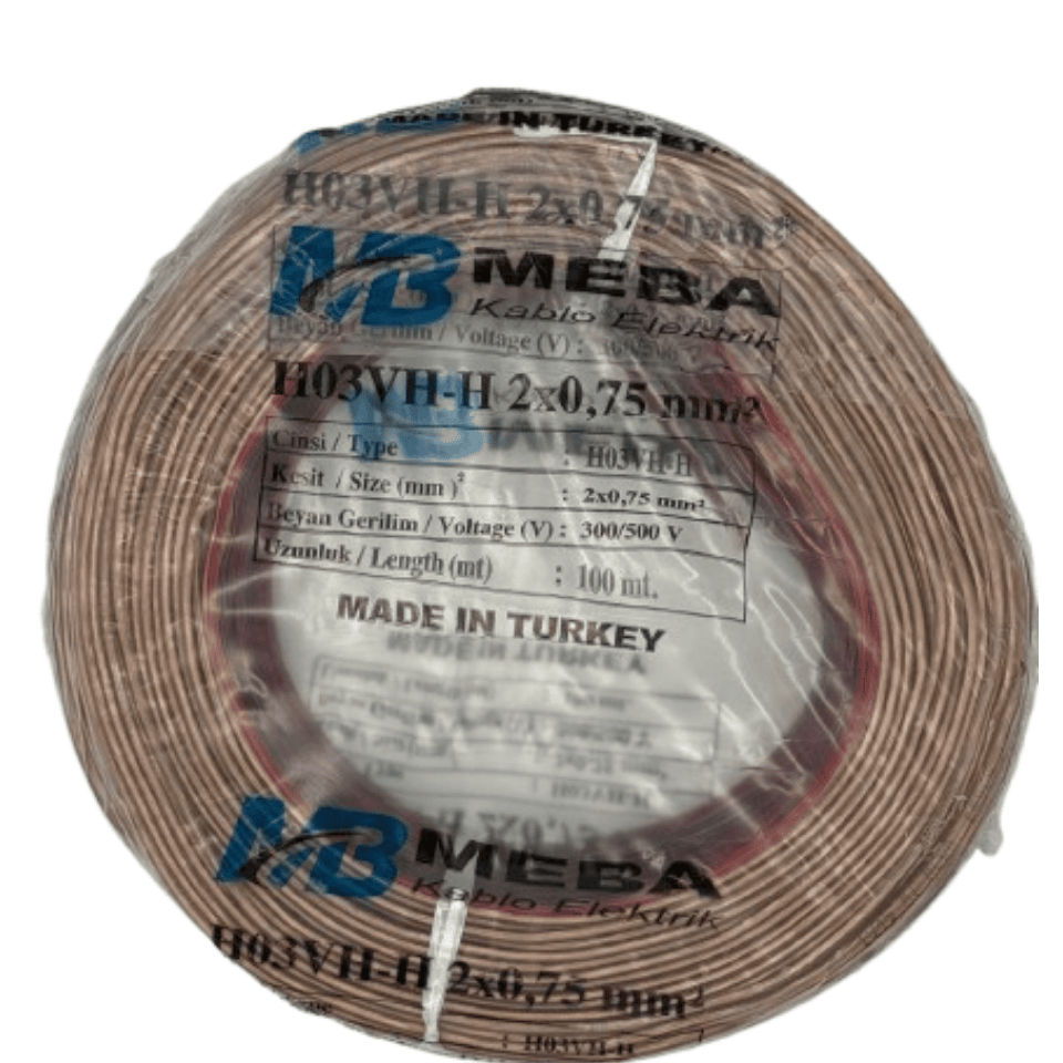 MEBA KABLO M/2*0,75/ŞEF 2x0,75 Kordon Kablo Seffaf