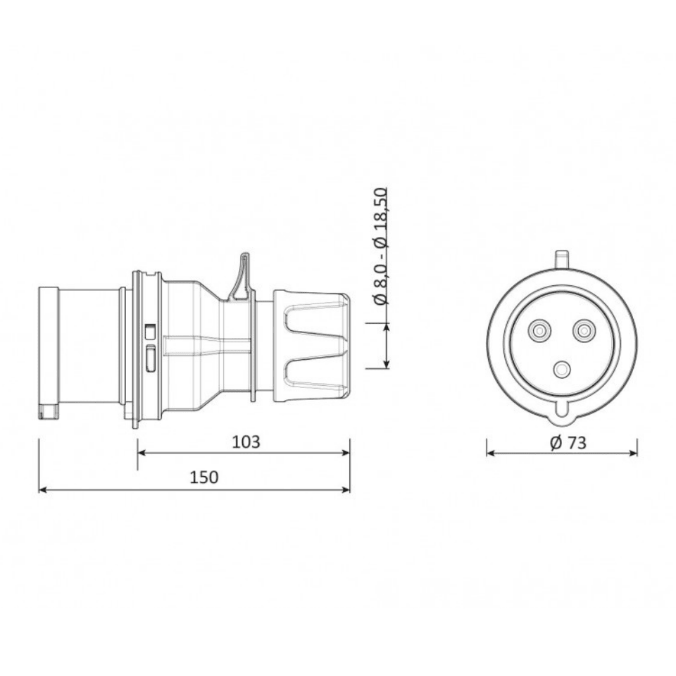 BEMİS BC1-3403-2011 3x32A 220V IP44 Düz Fiş CEE NORM