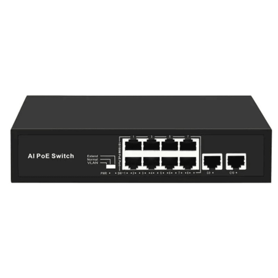 URANIUM POE-8020 96W 8 PORT 10/100 + 2 PORT 10/100 RJ45 UPLINK POE SWITCH (REALTEK CHIPSET)