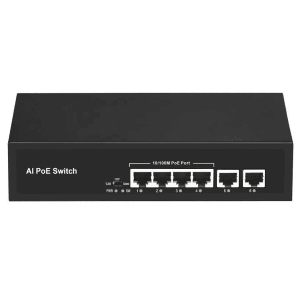 URANIUM POE-4020 4 PORT 10/100 + 2 PORT 10/100 RJ45 UPLINK POE SWITCH (REALTEK CHIPSET)