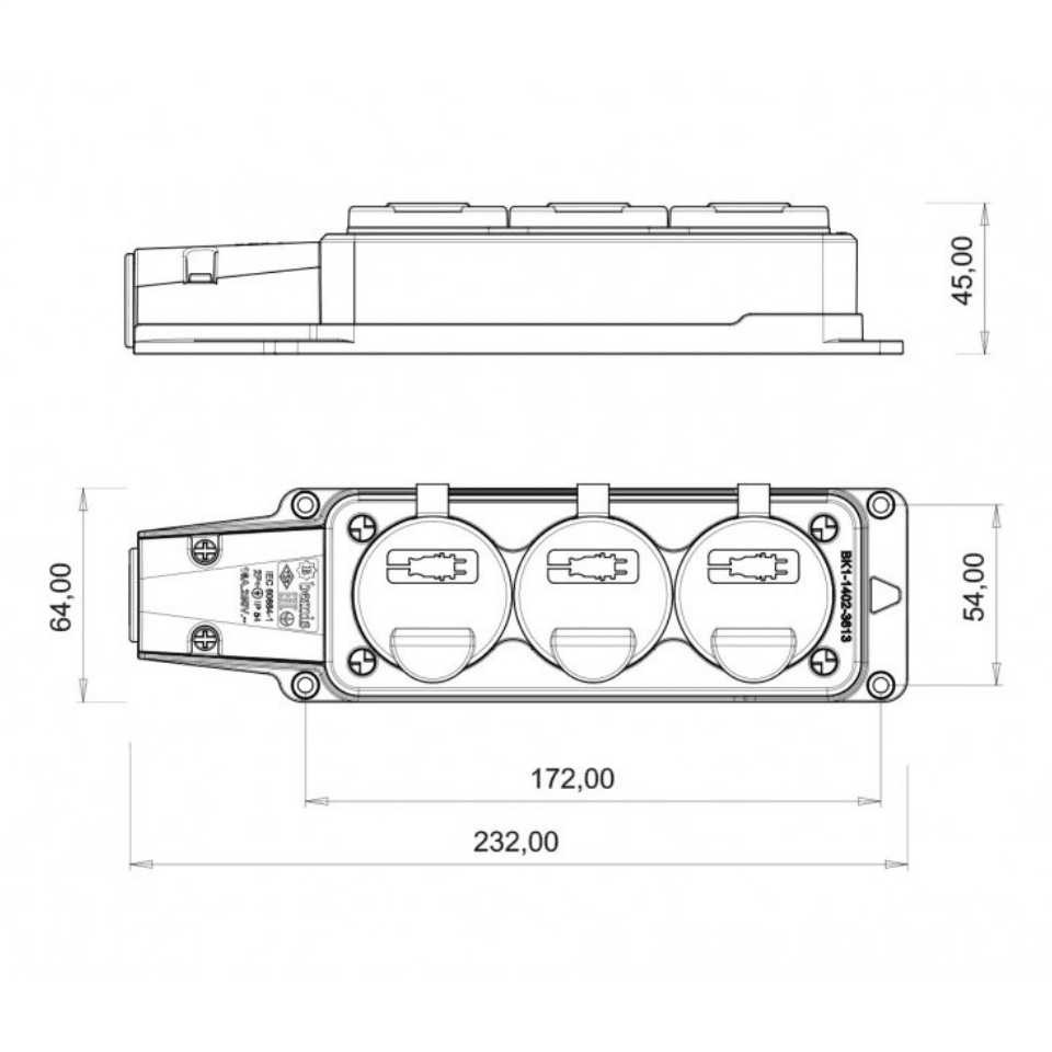BEMİS BK1-1402-3613 Üçlü Grup Priz Monofaze Kauçuk Seri